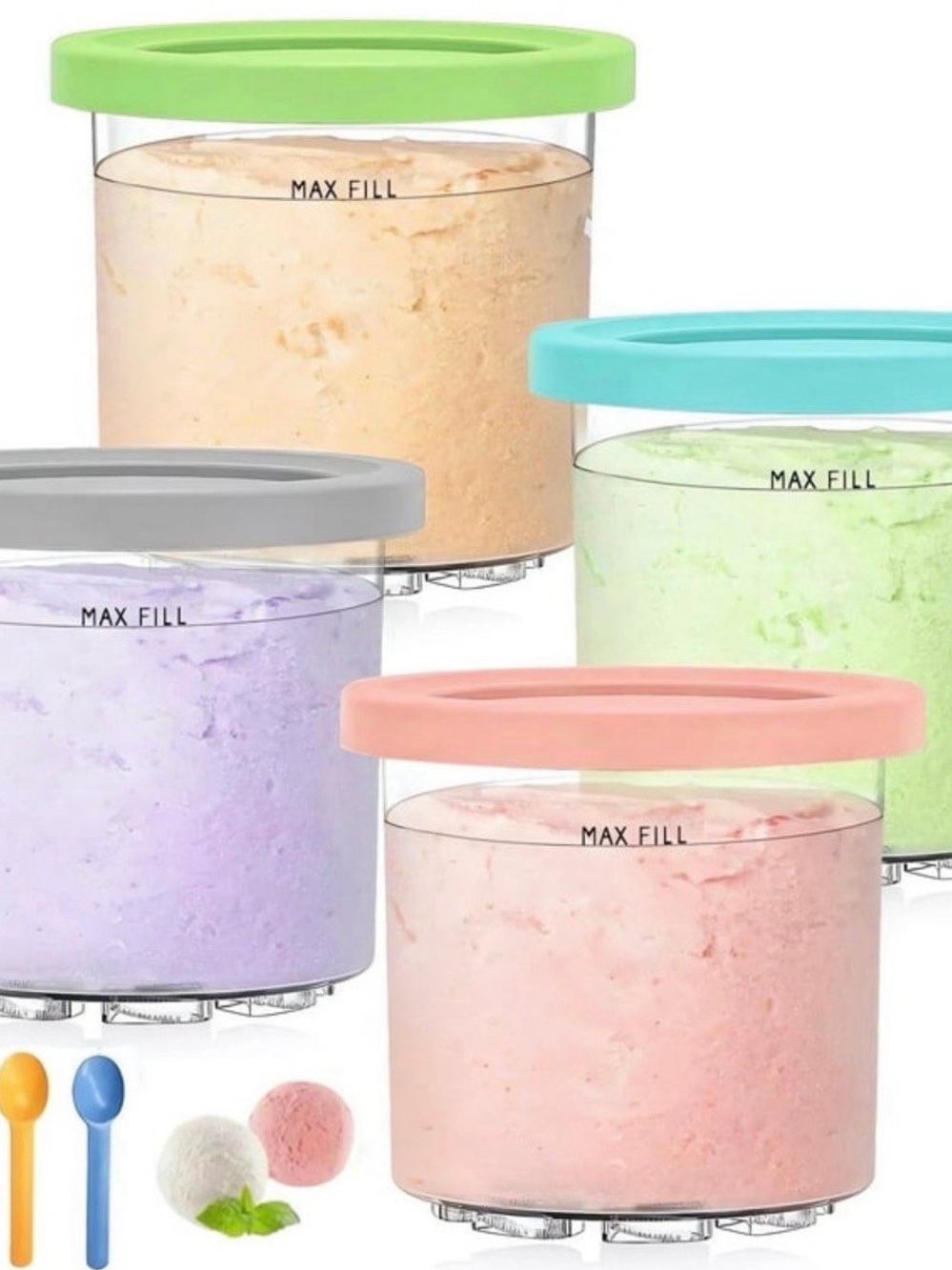 Premium 16 oz Pint Containers for Ninja Creami-4 pack with spoons. Brand New